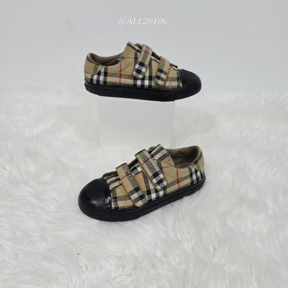 Burberry Mini Markham Vintage Check Sneakers for unisex kids beige red EU34 US2